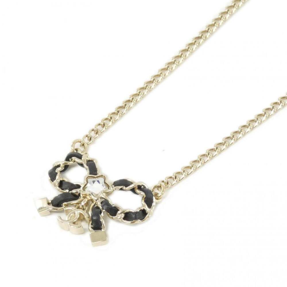 Chanel Pendant Necklace Black Leather #319483C14B